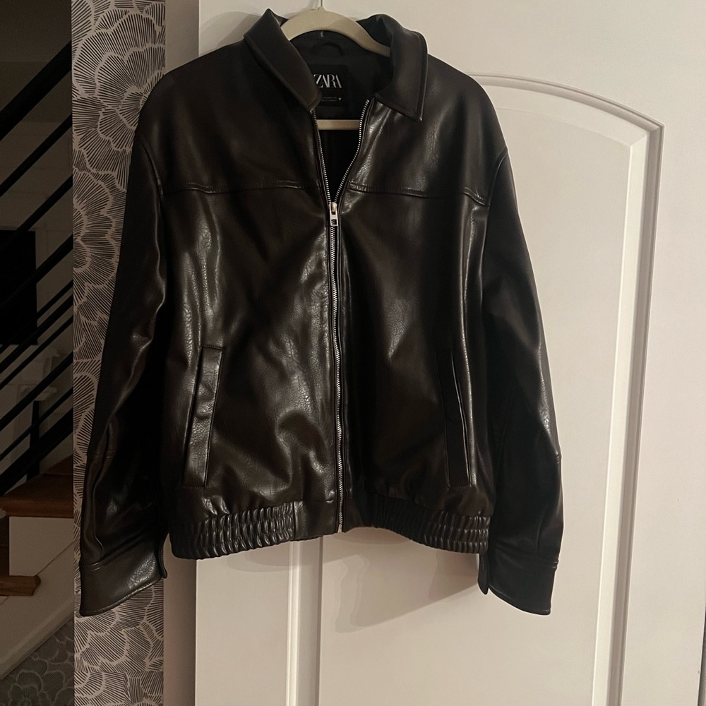 Zara Women’s Dark Brown Leather Jacket